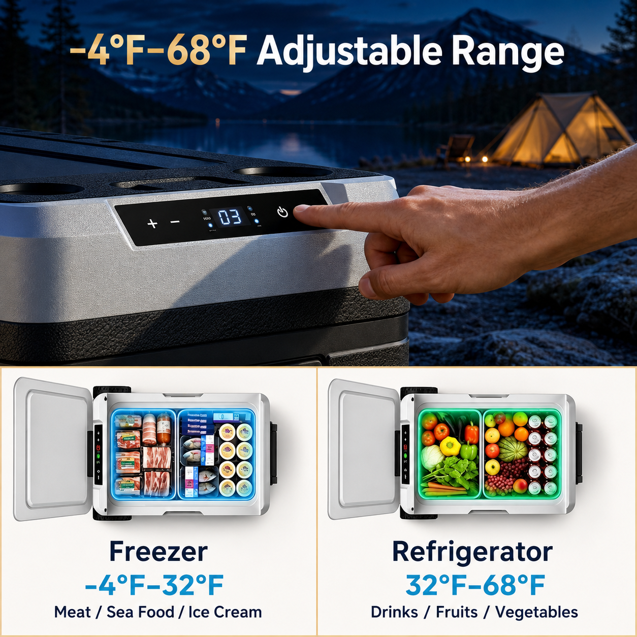 Vintage™ 53QT Dual-Zone Fridge + FREE 100W Solar Panel