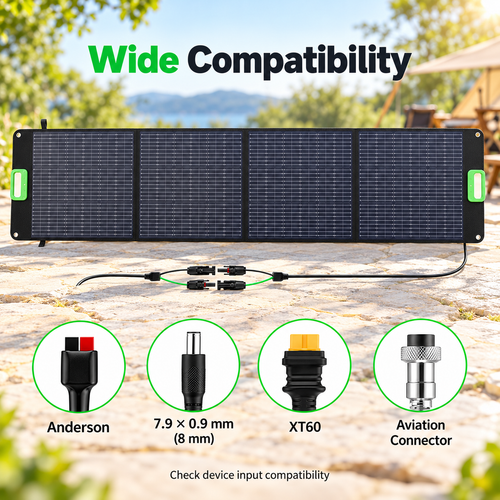 200W Portable Foldable Solar Panel with Adjustable Kickstands