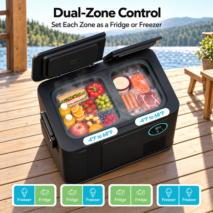 48QT Dual-Zone Portable Car Refrigerator with App Control