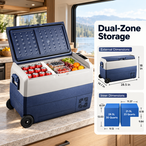 50L Dual-Zone Portable Refrigerator with App Control