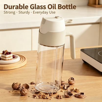 2-in-1 Glass Oil Sprayer &amp; Dispenser, Dual Spray &amp; Pour Cooking Oil Mister for Kitchen