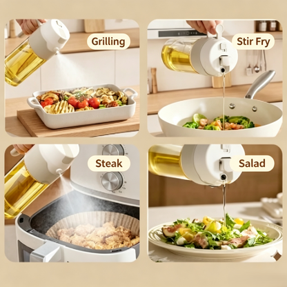 2-in-1 Glass Oil Sprayer &amp; Dispenser, Dual Spray &amp; Pour Cooking Oil Mister for Kitchen