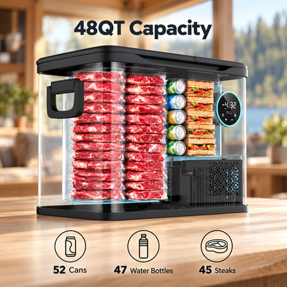 48QT Dual-Zone Portable Car Refrigerator with App Control