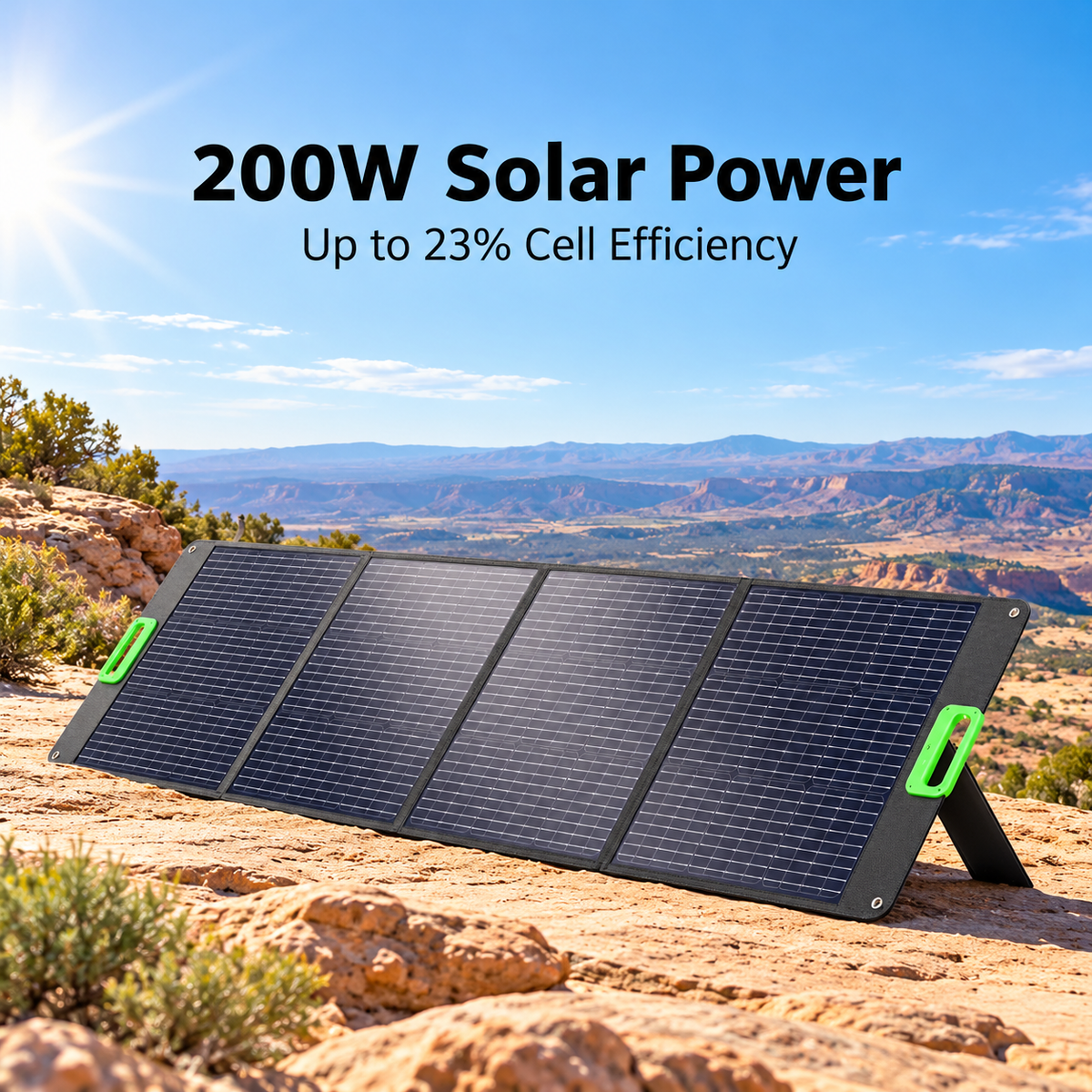 200W Portable Foldable Solar Panel with Adjustable Kickstands