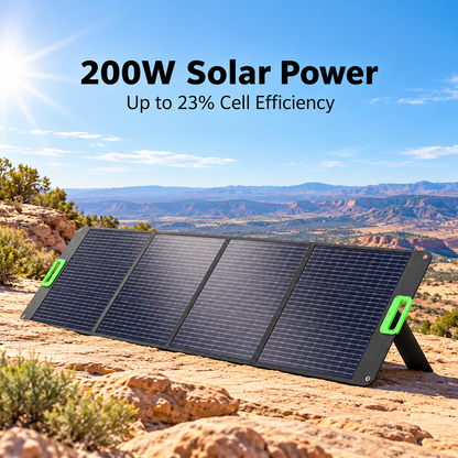 200W Portable Foldable Solar Panel with Adjustable Kickstands