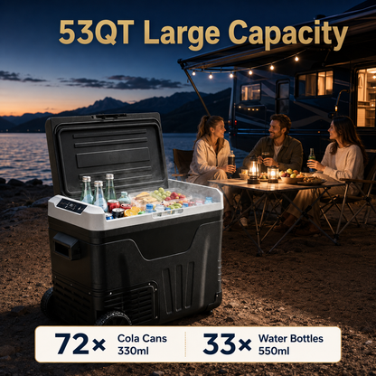 Vintage™ 53QT Dual-Zone Fridge + FREE 100W Solar Panel