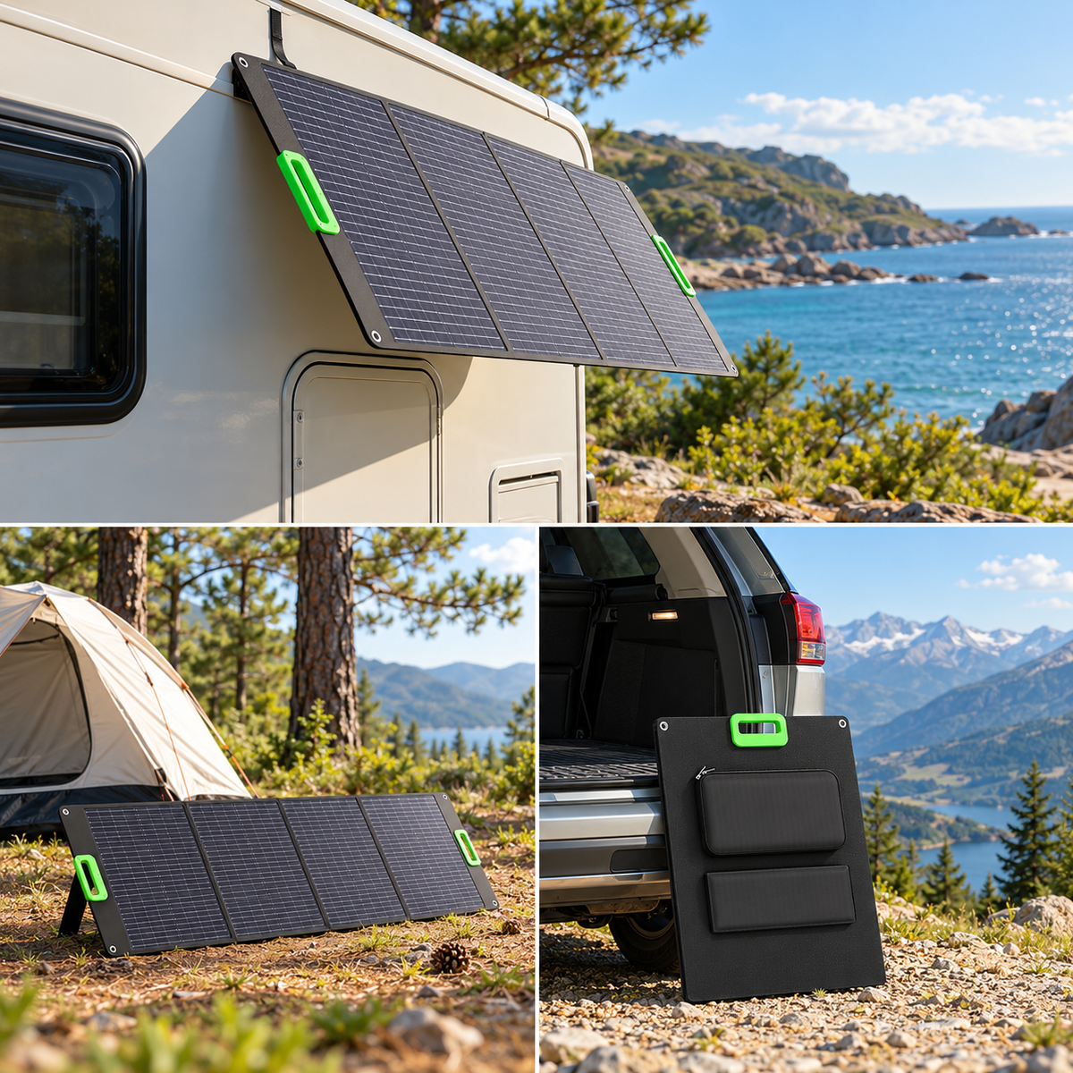 200W Portable Foldable Solar Panel with Adjustable Kickstands