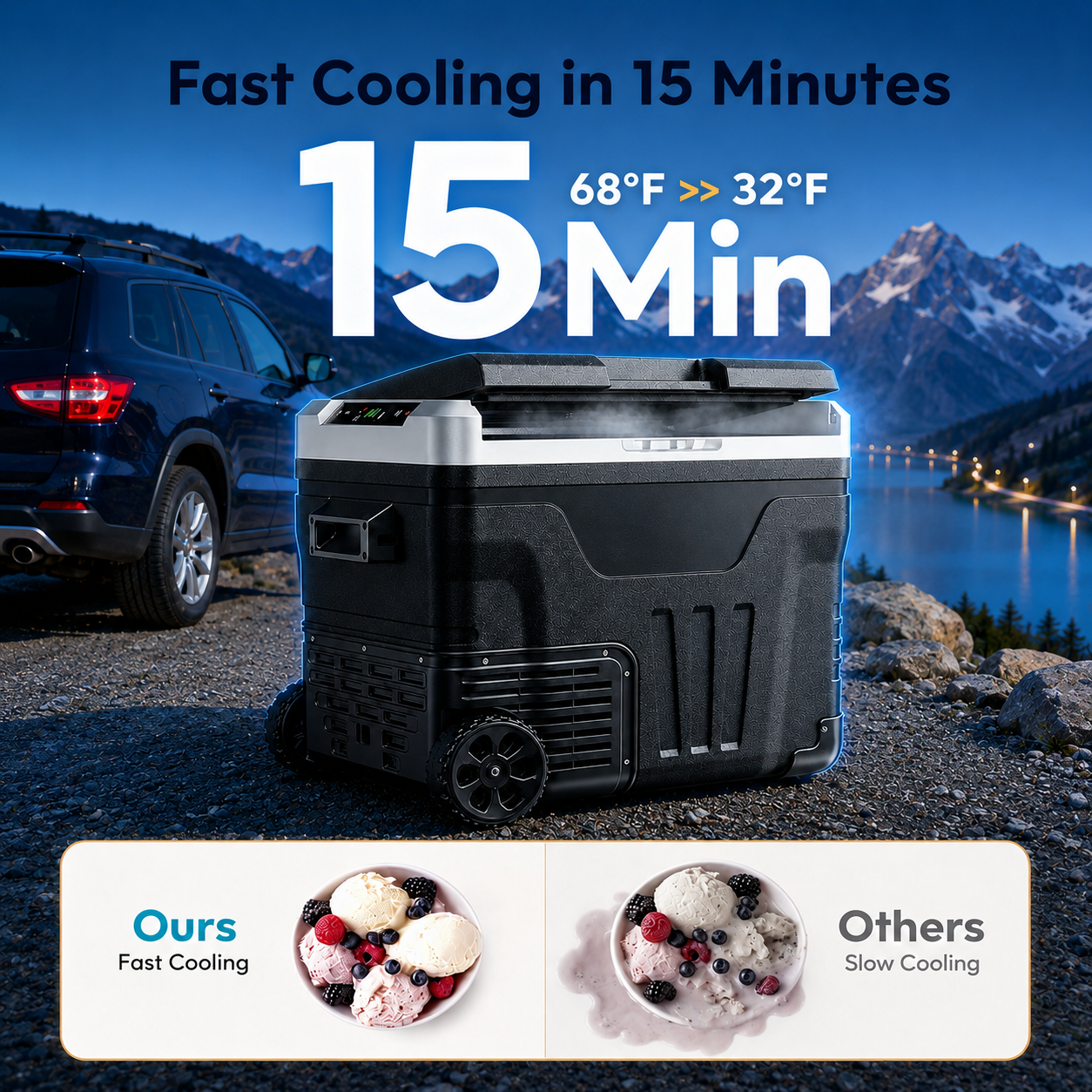 Vintage™ 53QT Dual-Zone Fridge + FREE 100W Solar Panel