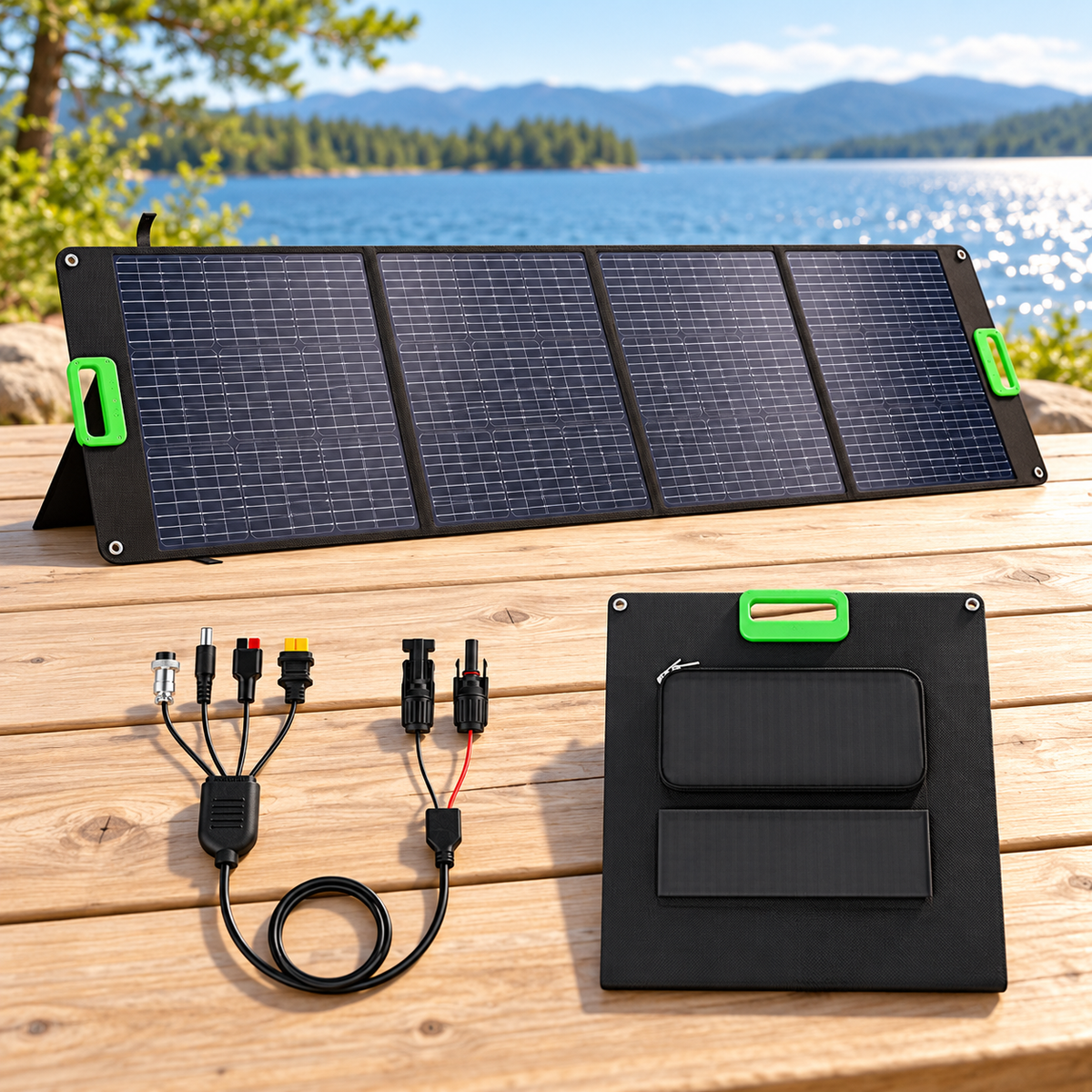200W Portable Foldable Solar Panel with Adjustable Kickstands
