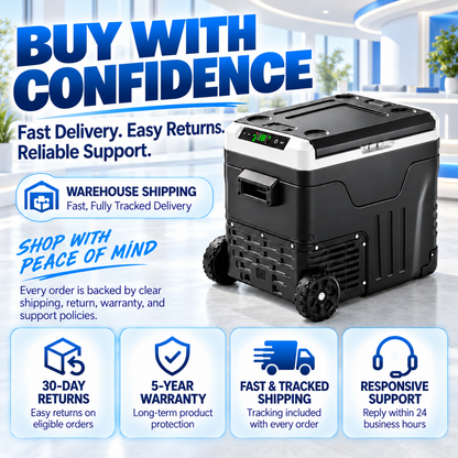 53QT 12V Portable Car Refrigerator – Dual Zone Fridge & Freezer