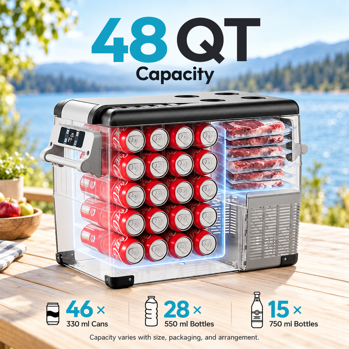 48 QT Portable Car Refrigerator & Freezer