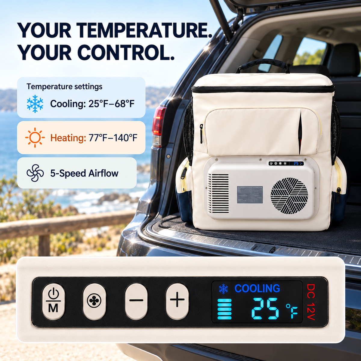 12V Electric Cooler Backpack with Cooling & Heating